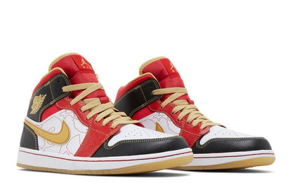 Jordan 1 Mid XQ White Black Sport Red