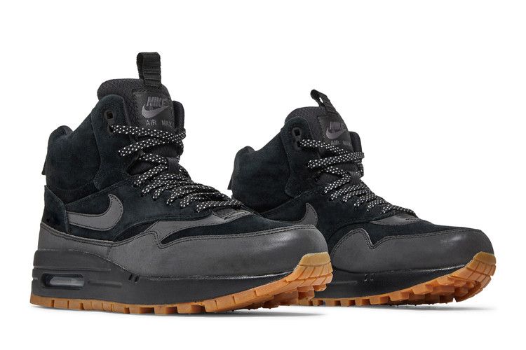 Nike Air Max 1 Mid Sneakerboot Black/Black-Gum Medium Brown (Women's)