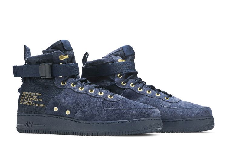 Nike SF Air Force 1 Mid Obsidian Metallic Gold