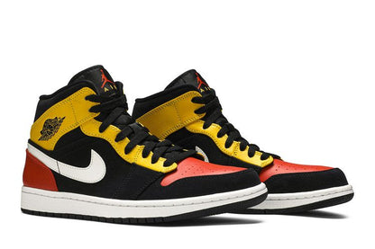 Jordan 1 Mid Black Amarillo Orange