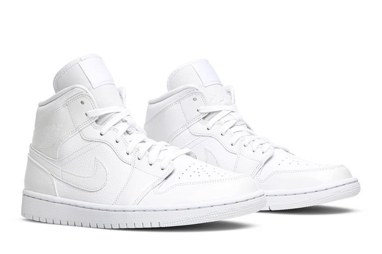Jordan 1 Mid Triple White Patent Swoosh (Women's)