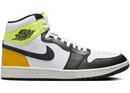 Jordan 1 Retro High Golf White University Gold Volt Black