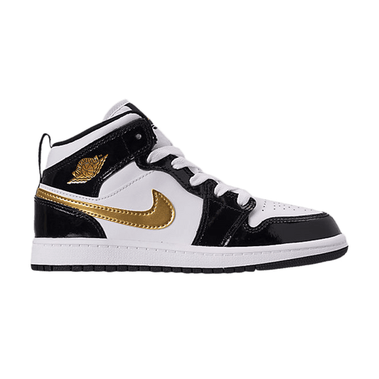 Jordan 1 Mid Patent Black White Gold (PS)
