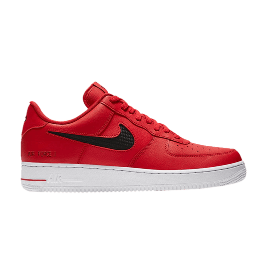 Nike Air Force 1 Low Cut Out Swoosh Red Black