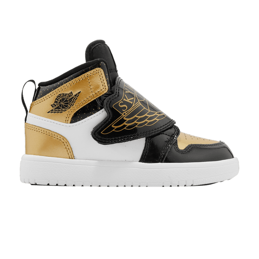 Sky Jordan 1 Mid Black Metallic Gold White (PS)