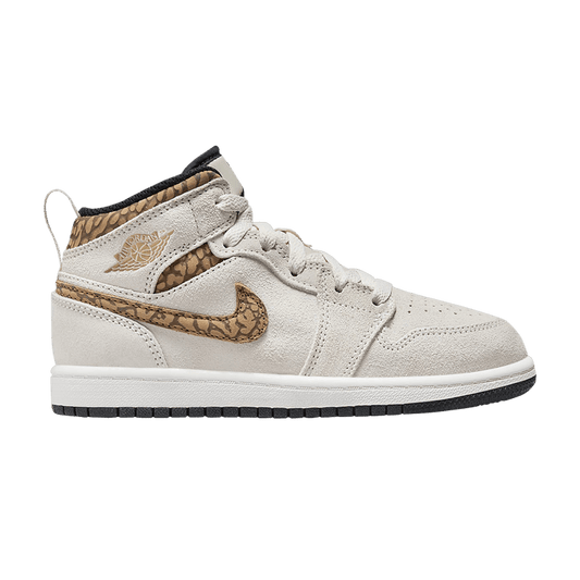 Jordan 1 Mid SE Light Orewood Brown White Light British Tan Metallic Gold (PS)