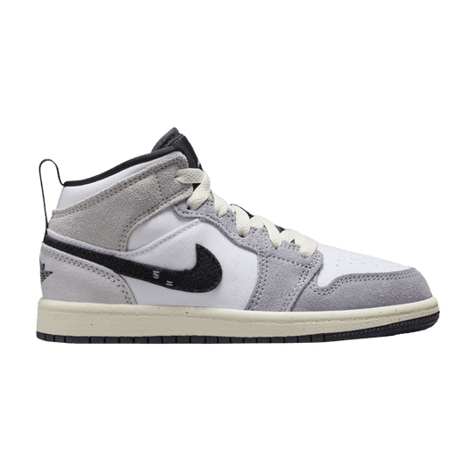 Jordan 1 Mid SE Craft White Cement Grey Black (PS)