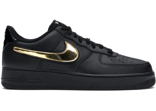 Nike Air Force 1 Black Metallic Gold Removable Swoosh Pack