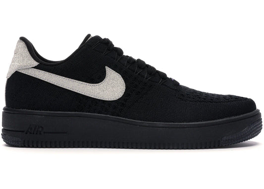 Nike Air Force 1 Flyknit Low Black Metallic Silver