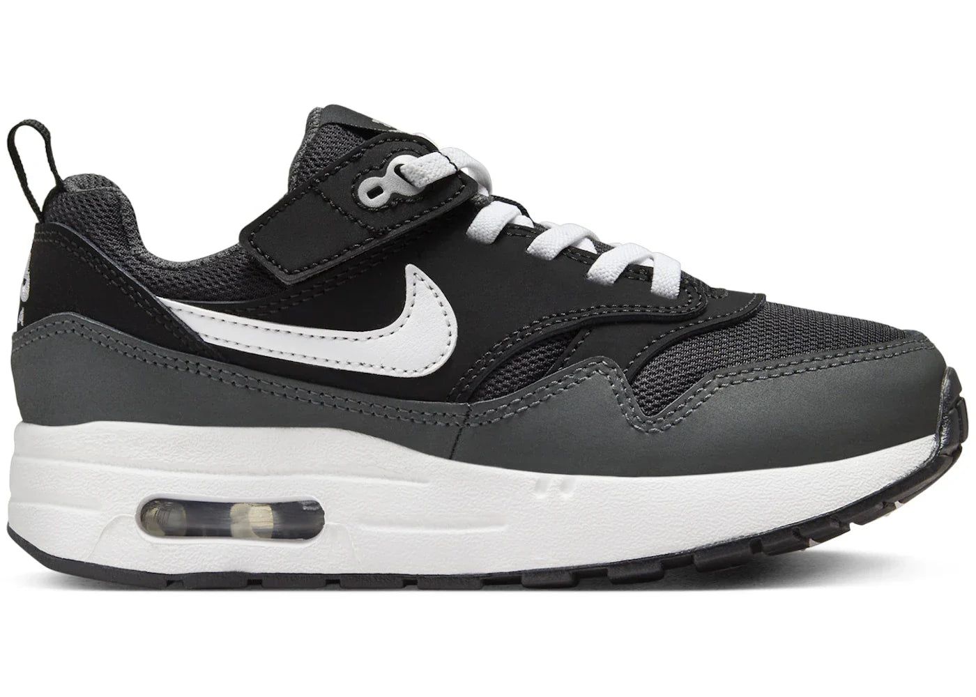 Nike Air Max 1 EasyOn Black Anthracite Metallic Silver White (PS)