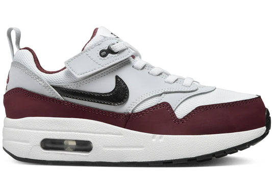 Nike Air Max 1 EasyOn White Dark Team Red Heather Pure Platinum Black (PS)