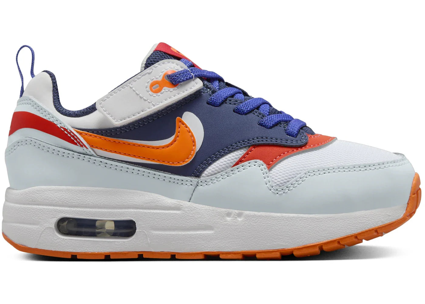 Nike Air Max 1 SE EasyOn Light Silver Midnight Navy Astronomy Blue Total Orange (PS)