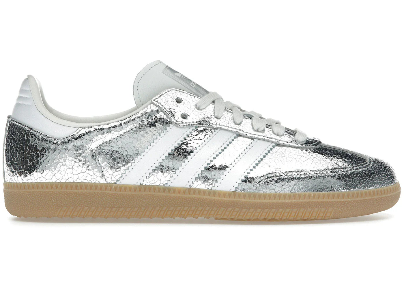 adidas Samba OG Silver Metallic Cracked Leather (Women's)